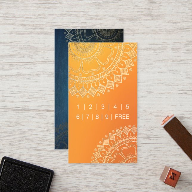 Yoga Meditation Teacher Gold Mandala Loyalty Punch Card (Front/Back In Situ)