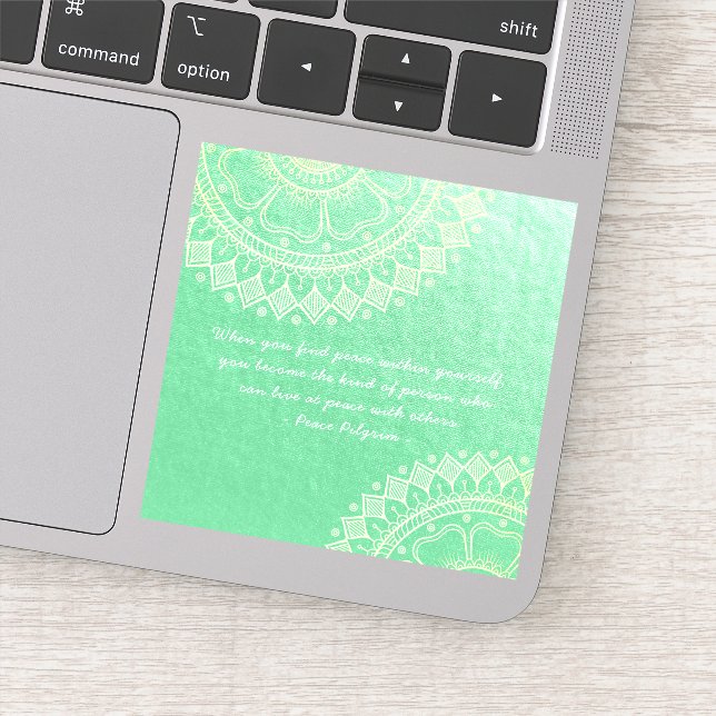 Yoga Meditation Teacher Green Gold Mandala Quotes (Detail)