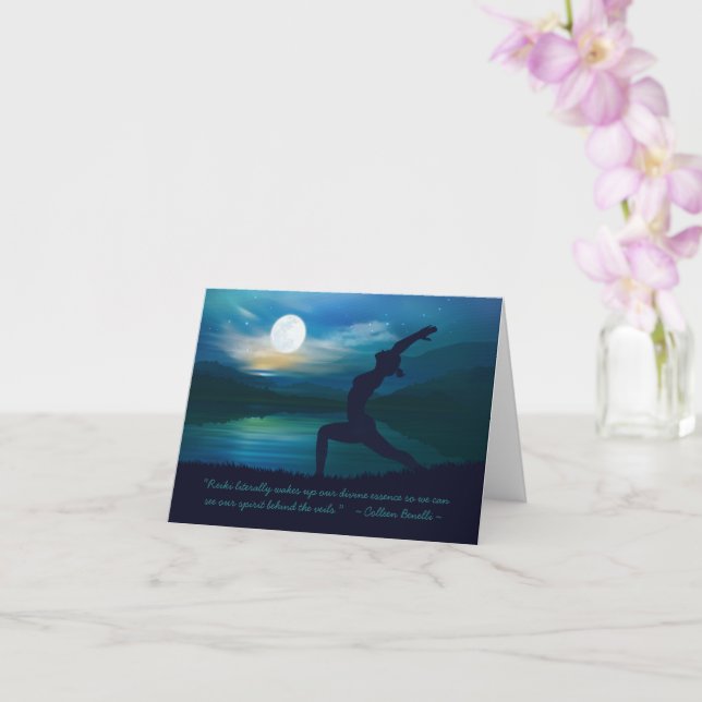Yoga Meditation Teacher Moon Salutation Pose Quote Card (Orchid)