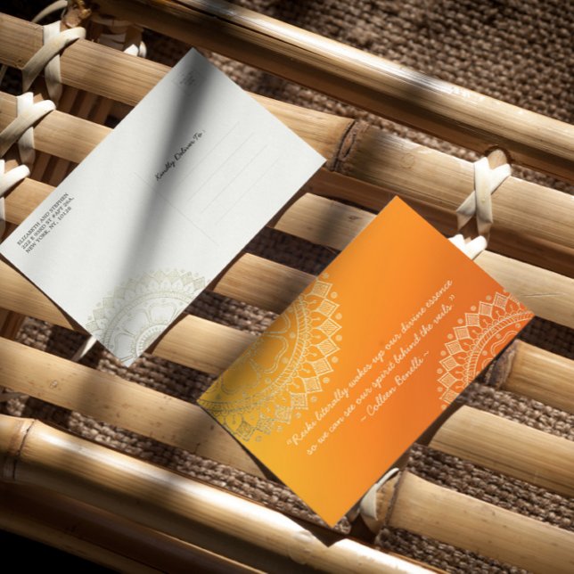 Yoga Meditation Teacher Orange Gold Mandala Quotes Postcard (Creator Uploaded)