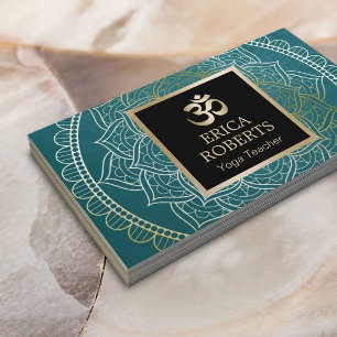 Yoga & Meditation Teacher Vintage Mandala Teal Business Card