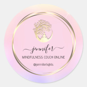 Yoga Meditation Therapist Couch Blush Classic Round Sticker