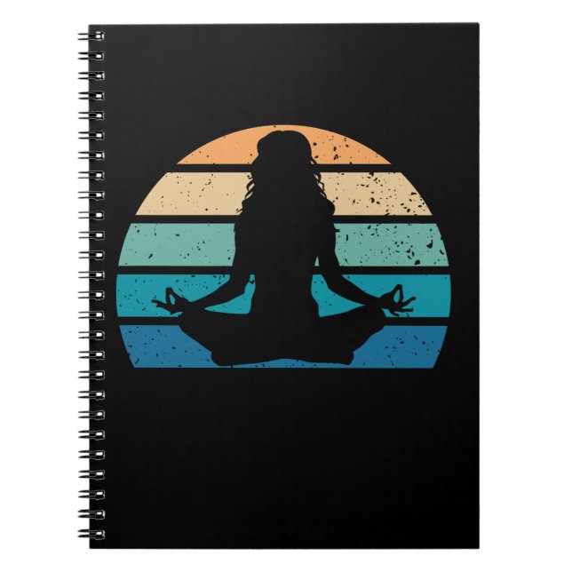 Yoga Meditation Vintage Sunset Silhouette Notebook (Front)