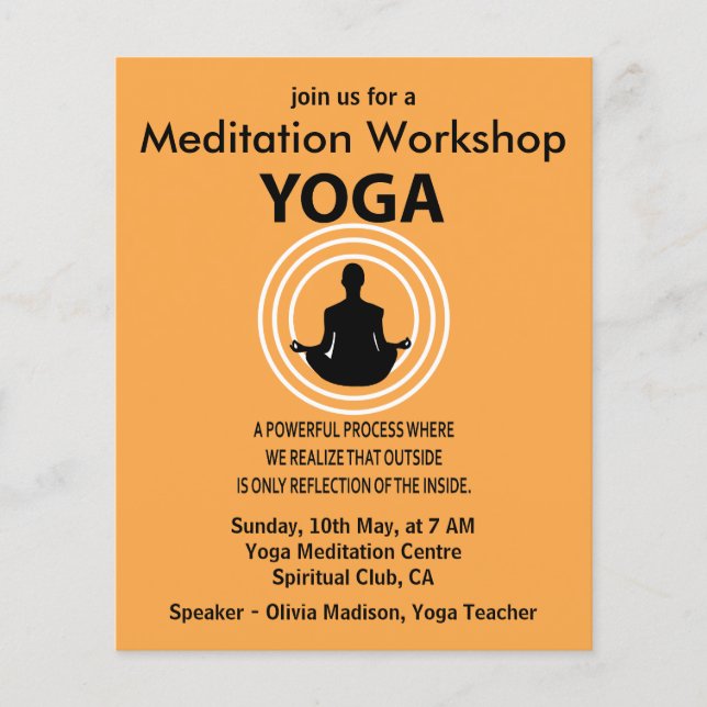 Yoga Meditation Workshop Yoga Wellness Flyer (Front)