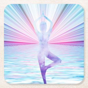 Yoga Meditation Zen Pastel Colour Square Paper Coaster