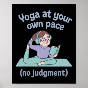 Yoga Mindfulness No Judgment Librarian Cartoon Poster