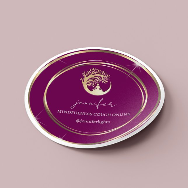 Yoga Mindfulness Therapist Couch Online Marsala Classic Round Sticker (Creator Uploaded)