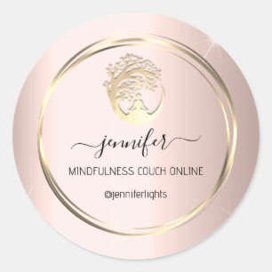 Yoga Mindfulness Therapist Couch Rose Gold Classic Round Sticker