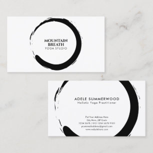 Yoga Minimalist Black & White Enso Circle Motif Business Card