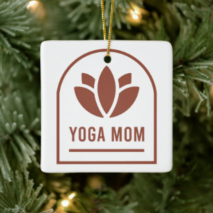 Yoga mom yogi mother lotus flower boho aesthetic ceramic ornament