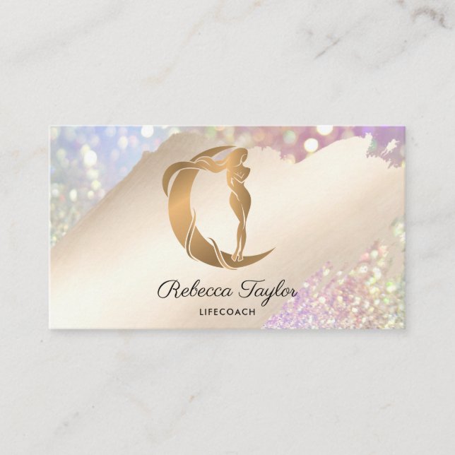 yoga moon celestial mystic feminine goddess business card (Front)