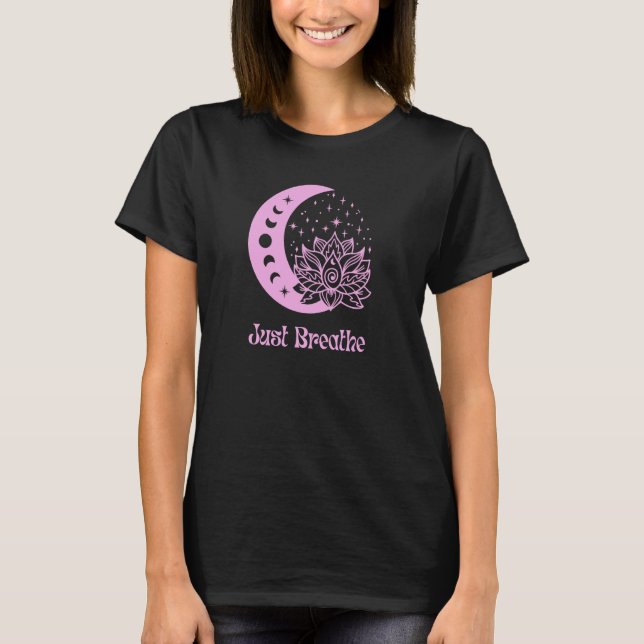 Yoga Moon Phase Lotus Flower Pink Yogi Cute Just B T-Shirt (Front)