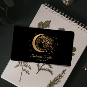 yoga moon trendy life coach WILLOW Wtree gold  Bus Business Card