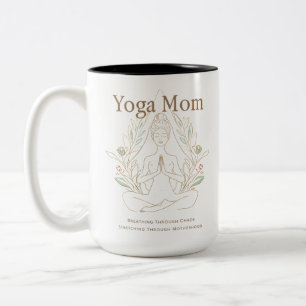 Yoga Mum Breathing Through Motherhood Two-Tone Coffee Mug