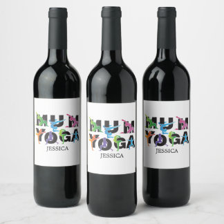 Yoga Mum Meditation Hobby Cute Mum Wine Label