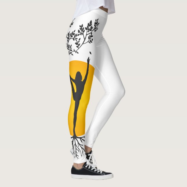 Yoga Mum Tree of Life Sun Silhouette Leggings (Right)