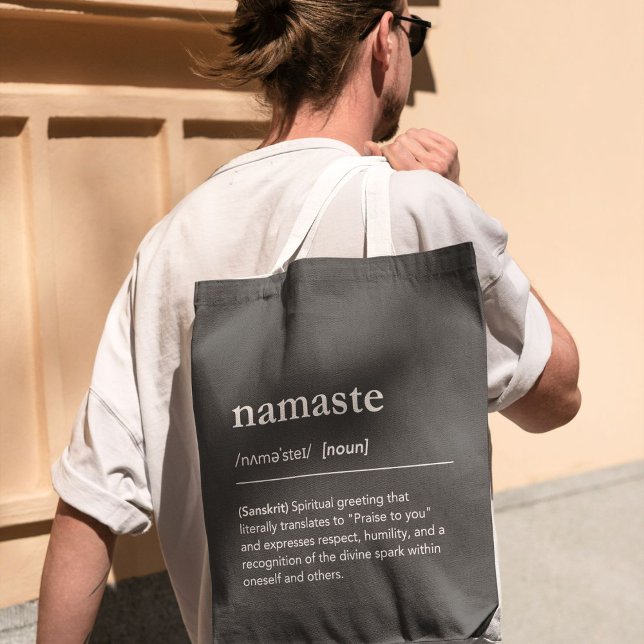 Yoga Namaste Definition modern black Instructor Tote Bag (Creator Uploaded)