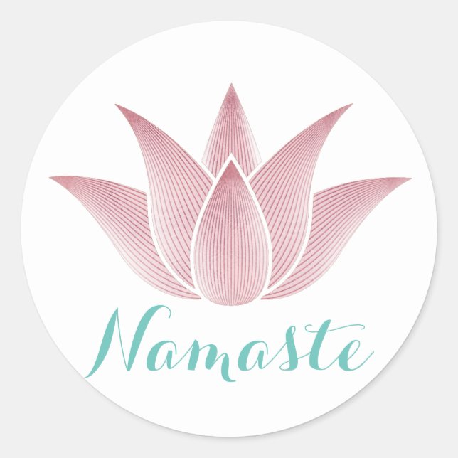 Yoga Namaste Lotus Flower Classic Round Sticker (Front)