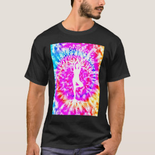 Yoga Namaste Moon Tie Die Buddha Tree T-Shirt