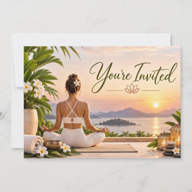 Yoga Namaste pose for class invitation  (Front)