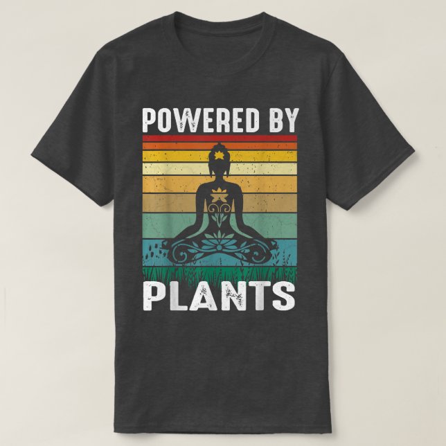 Yoga Namaste Powered by Plants Vegetarian Lovers W T-Shirt (Design Front)