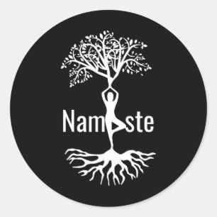 Yoga Namaste Tree Pose Meditation Classic Round Sticker