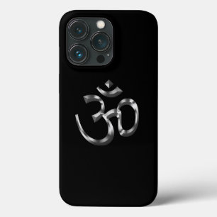 Yoga Om Aum Icon, Hinduism Symbol, silver black iPhone 13 Pro Case