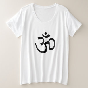 Yoga, Om Aum Icon, Ohm Hinduism Symbol black white Plus Size T-Shirt