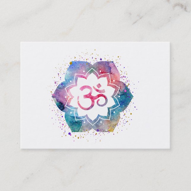 *~* Yoga Om Aum Lotus Flower Artistic Business Card (Front)