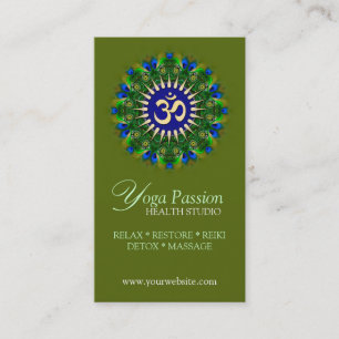 Yoga Om Green Organic New Age Business Cards