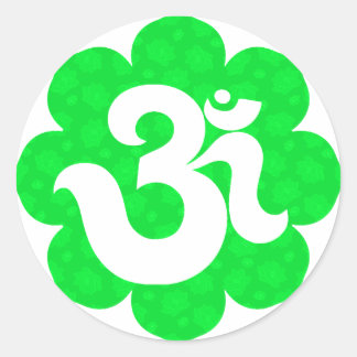 Yoga Om in Lotus green Classic Round Sticker
