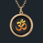 Yoga Om Mantra Symbol Asana Relax Fitness Sunrise Gold Plated Necklace<br><div class="desc">Yoga Om Mantra Symbol Asana Relax Fitness Gold Sun Sunrise Meditation Yellow Orange Inspirational Elegant Sunrise Round Necklace.</div>