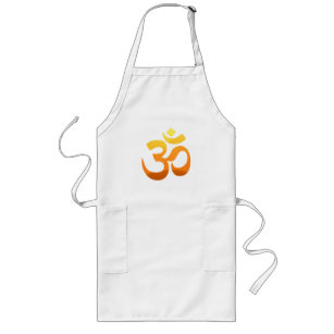Yoga Om Mantra Symbol Gold Sun Asana Relax Long Apron
