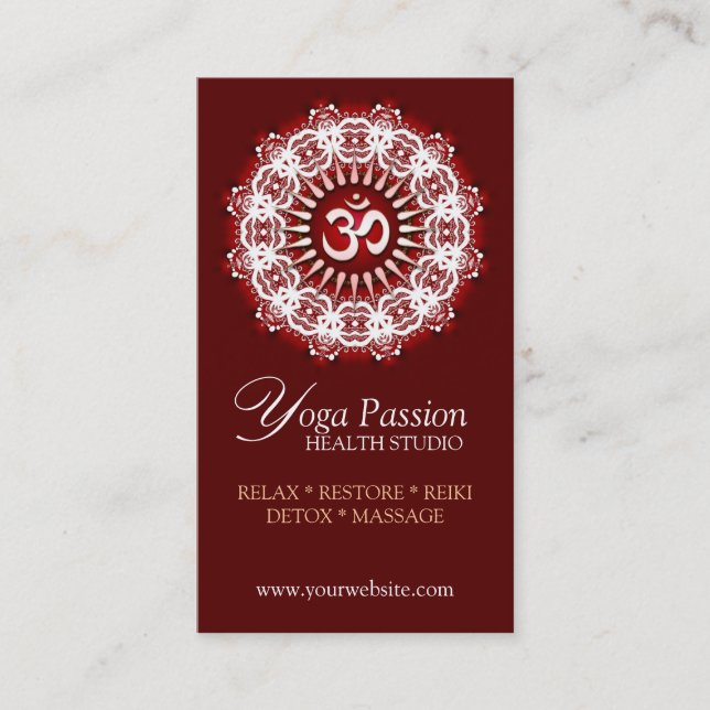 Yoga Om Passion New Age Business Cards (Front)