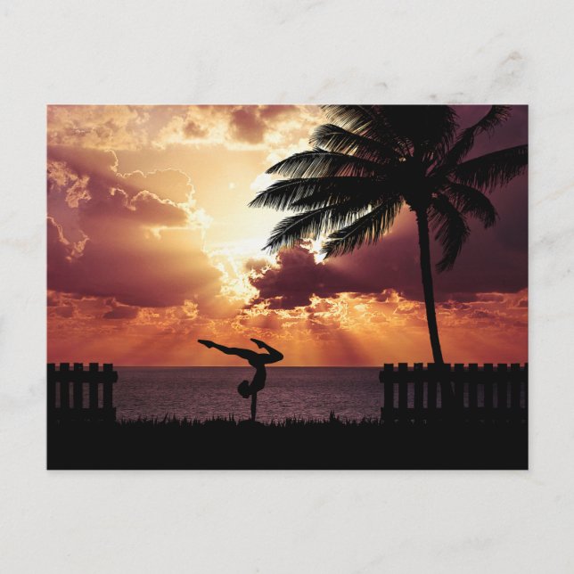 Yoga on the Beach at Sunset Postcard (Front)
