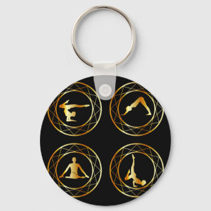 Yoga or gymnast silhouette key ring
