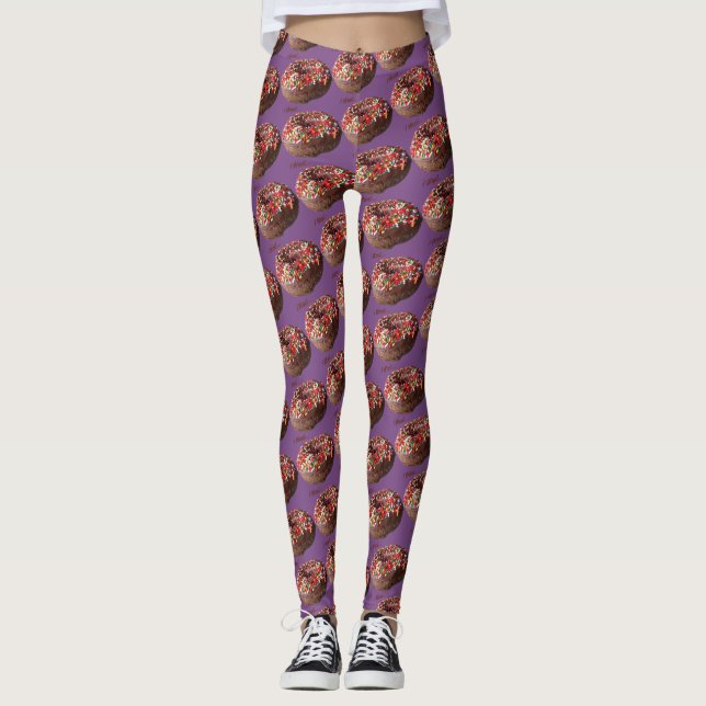 Yoga Pants Chocolate Sprinkle Doughnut Pattern (Front)