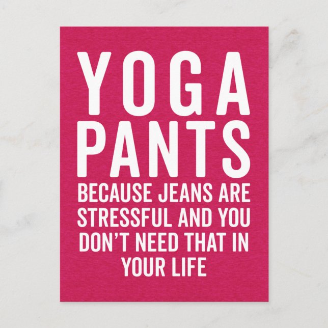 Yoga Pants Stressful Funny Quote Postcard (Front)