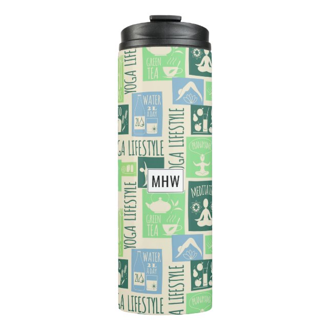 Yoga Pattern custom monogram tumbler (Front)