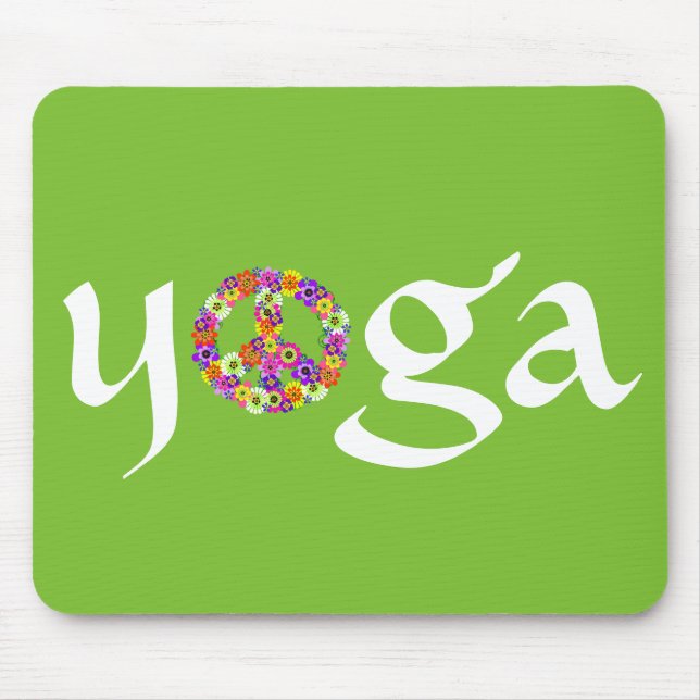 Yoga Peace Sign Floral Mouse Pad (Front)