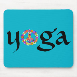 Yoga Peace Sign Floral Mouse Pad