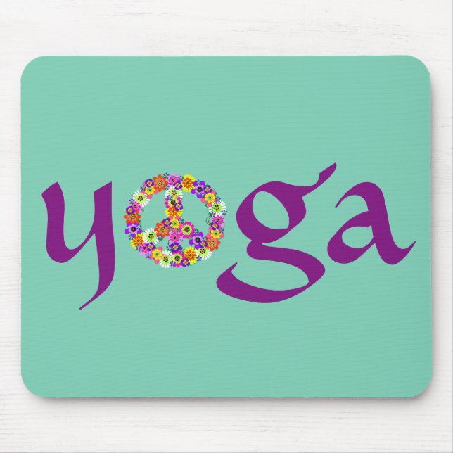 Yoga Peace Sign Floral Mouse Pad (Front)