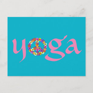 Yoga Peace Sign Floral Postcard