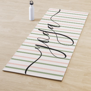 Yoga Pink Green Stripes Breathe  Mat