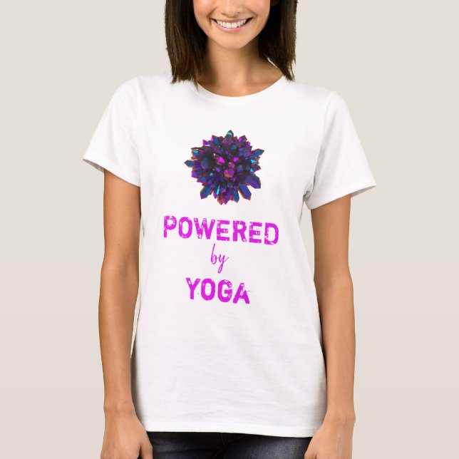 *~* YOGA Pink Purple Crystal Sphere Women White T-Shirt (Front)