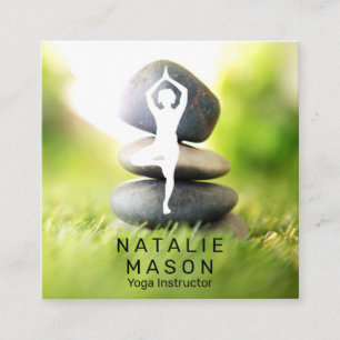 Yoga Pose Balanced Stones Square Business Card
