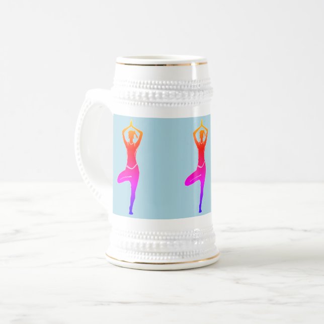 Yoga Pose - Blue & Gold  Beer Stein (Front Left)