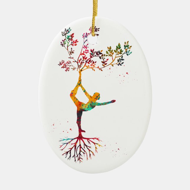Yoga pose ceramic tree decoration (Front)