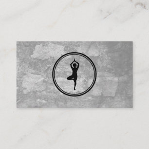 Yoga Pose Logo Grey Texture Business Card