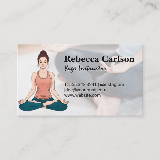 Yoga Pose Logo | Woman Sitting Meditation Business Card (Front)